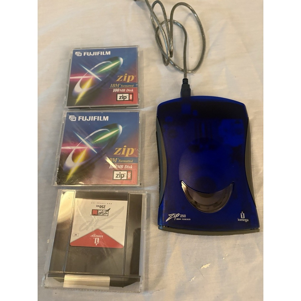 Iomega Zip 250 External USB Drive Z250USBPCMBP with Disks